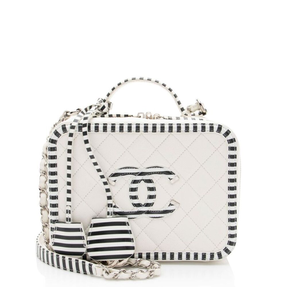 Chanel Caviar Leather CC Filigree Medium Vanity Case